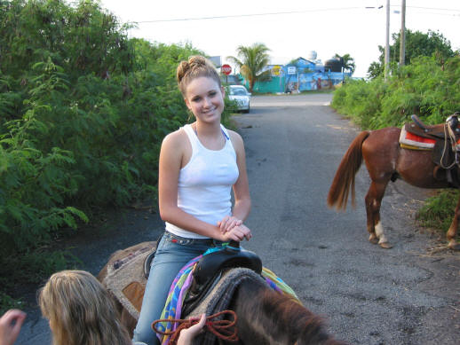 Yuong girl riding a horse on the island of St Croix.