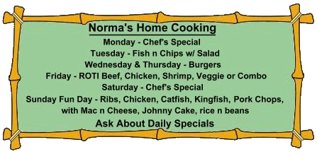 Food Menu for the Domino Club, St. Croix