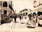 Vintage, black and white photo of St Patricks day parade on St. Croix.