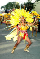 Women in a spectacular costume at the Christmas Carnival on St. Croix.