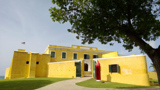 Fort Christiansvaern guarding the Christiansted harbor on St. Croix.