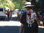 Partier at Mardi Croix with lots of beads.