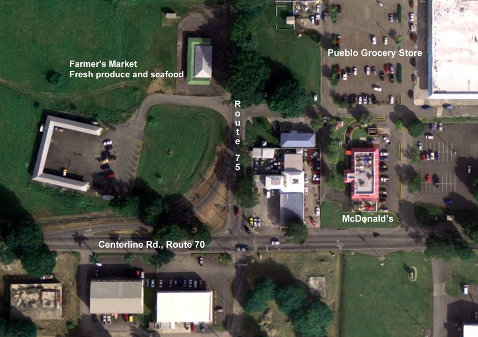 Aerial view of Centerline Car Rentals on St Croix