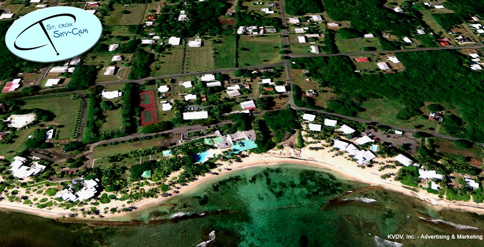 Aerial view of La Grande Princesse located on the north shore of St. Croix.