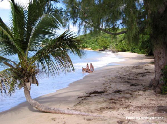 Two girls modeling on Cane Bay Beach in St. Croix.