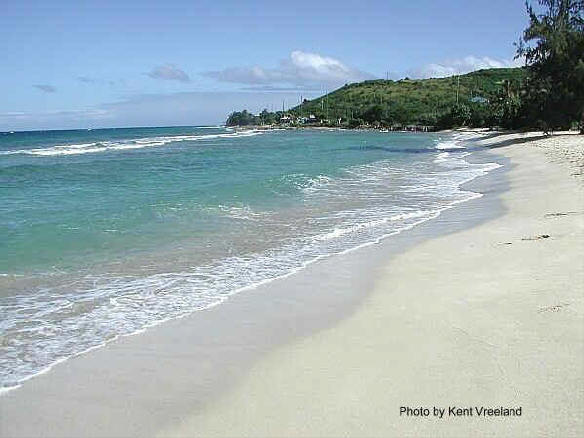 Cane Bay Beach looking east towards Off the Wall Beach Bar