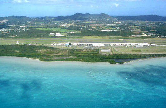 Aerial view of Henry E. Rohlsen Airport, St. Croix, USVI