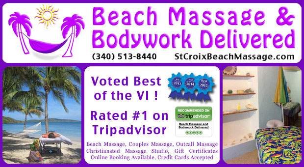 Beach Massage and Bodywork Delivered. (340) 513-8440.