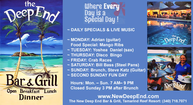 The Deep End Bar & Grill at the Tamarind Reef Hotel on St. Croi.