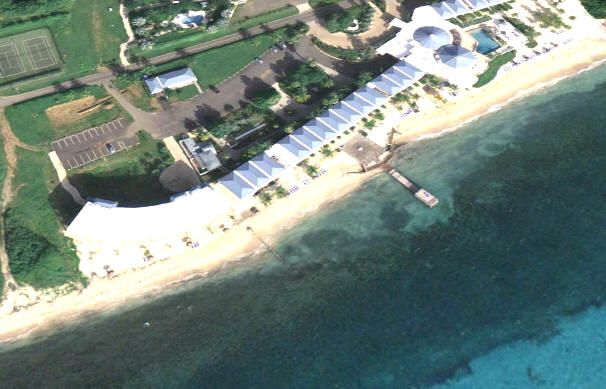Aerial view of the Divi Carina Bay Beach on St Croix.