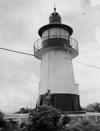 Old photo of the Ham's Bluff Lighthouse on St. Croix, USVI