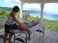 A massage on the deck of a luxury villa on St. Croix