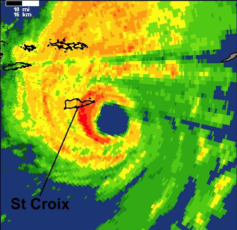 Radar image of hurricane OMAR as it passed by St. Croix