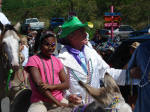 A young girl riding a pony in Mardi Croix parade.