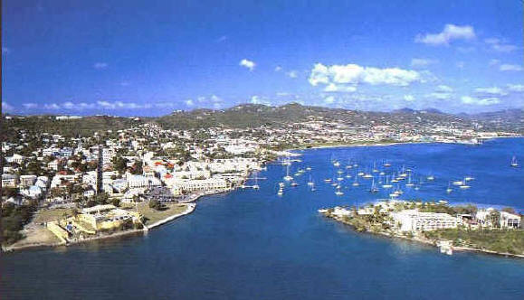 Aerial view of Christiansted Harbor, St. Croix, US Virgin Islands