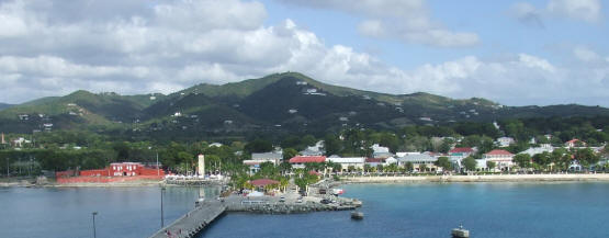 A view of the Frederiksted waterfont from the water.